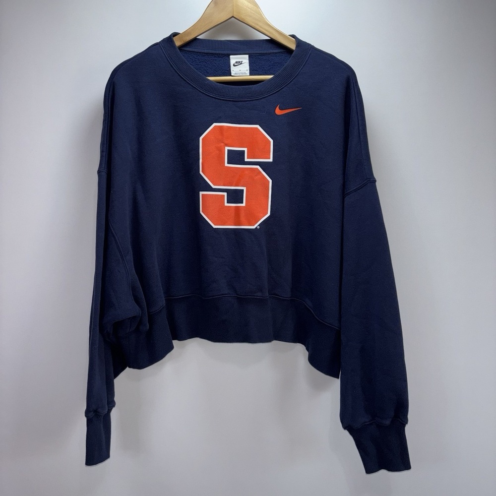 Nike Syracuse Orange Crop Fleece Sweatshirt Women's Medium Blue Pullover NCAA